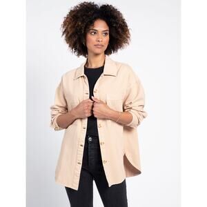 THREAD & SUPPLY Fletcher Shacket in Cream Basic Transitional Weather Staple Sz L